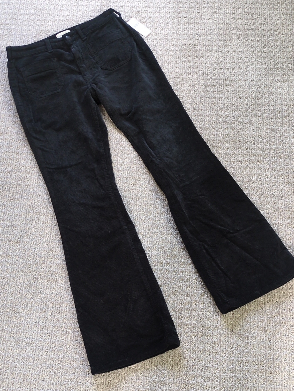 NWT! Pilcro 'The Icon' Black Corduroy Cotton Blend Flared Pants, Size 6